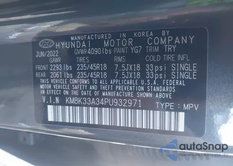 2023 Hyundai Kona N Line из США, поврежденный, VIN KM8K33A34PU932971